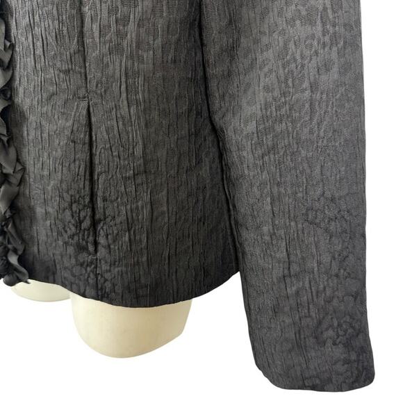 Chicos Forget Me Knot Cheetah Animal Print Blazer Jacket Ruffle Black sz 1 / M - Picture 8 of 16